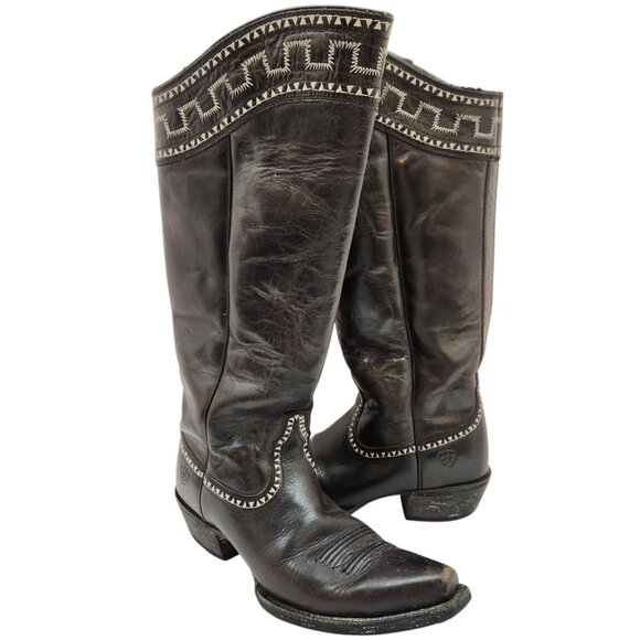 Ariat Womens Black Leather Western Knee High Boots #10011938 Size 6.5 - Picture 11 of 14